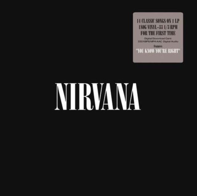 This LP Vinyl is brand new.Format: LP VinylMusic Style: GrungeThis item's title is: Nirvana (150G/Dl Code)Artist: NirvanaLabel: GEFFENBarcode: 602547378781Release Date: 12/4/2015