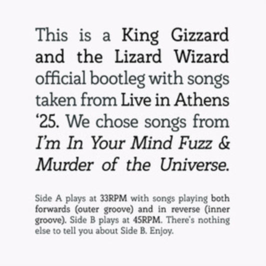 This LP Vinyl is brand new.Format: LP VinylMusic Style: Psychedelic RockThis item's title is: Songs From I'm In Your Mind Fuzz & Murder Of The Universe Live In Athens '25Artist: King Gizzard & The Lizard WizardLabel: Having FunBarcode: 634457230750Release Date: 11/21/2025