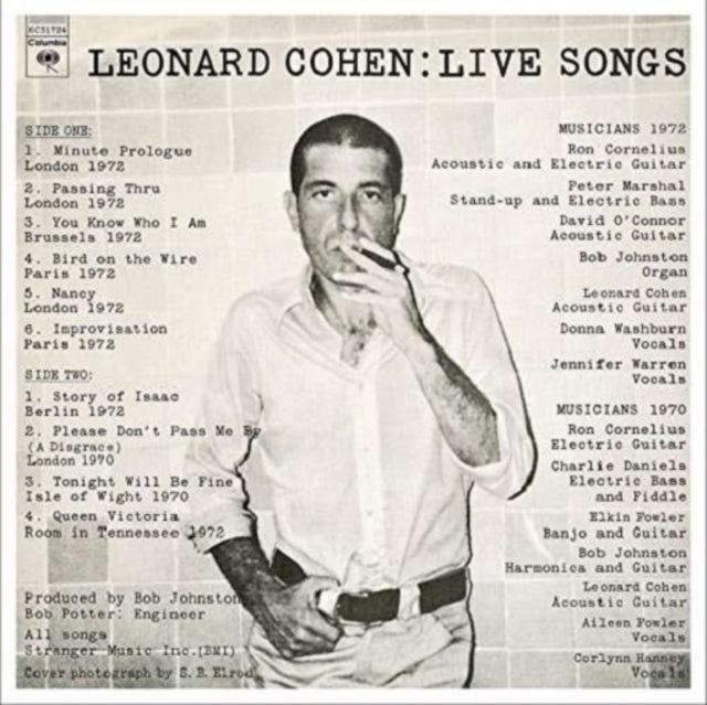 This LP Vinyl is brand new.Format: LP VinylMusic Style: Folk RockThis item's title is: Live Songs (150G)Artist: Leonard CohenLabel: ColumbiaBarcode: 889854353414Release Date: 10/20/2017